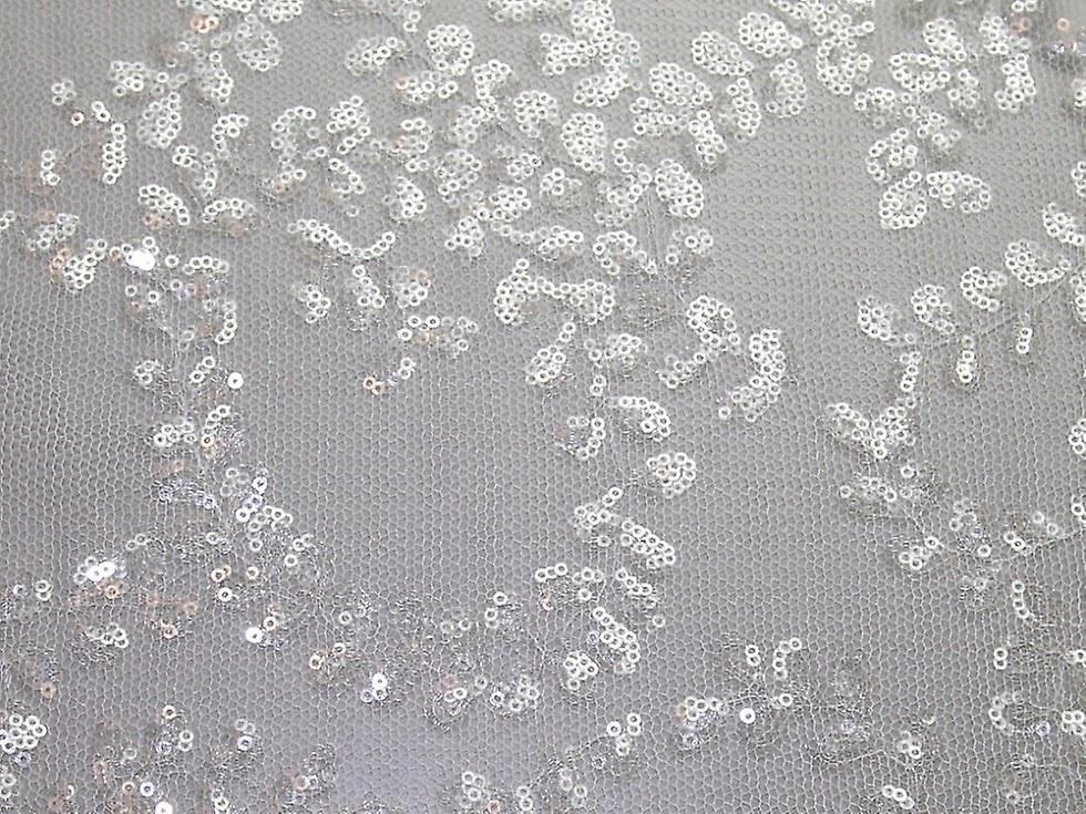 Minerva Fayette Sequin Mesh Fabric Ivory - per metre
