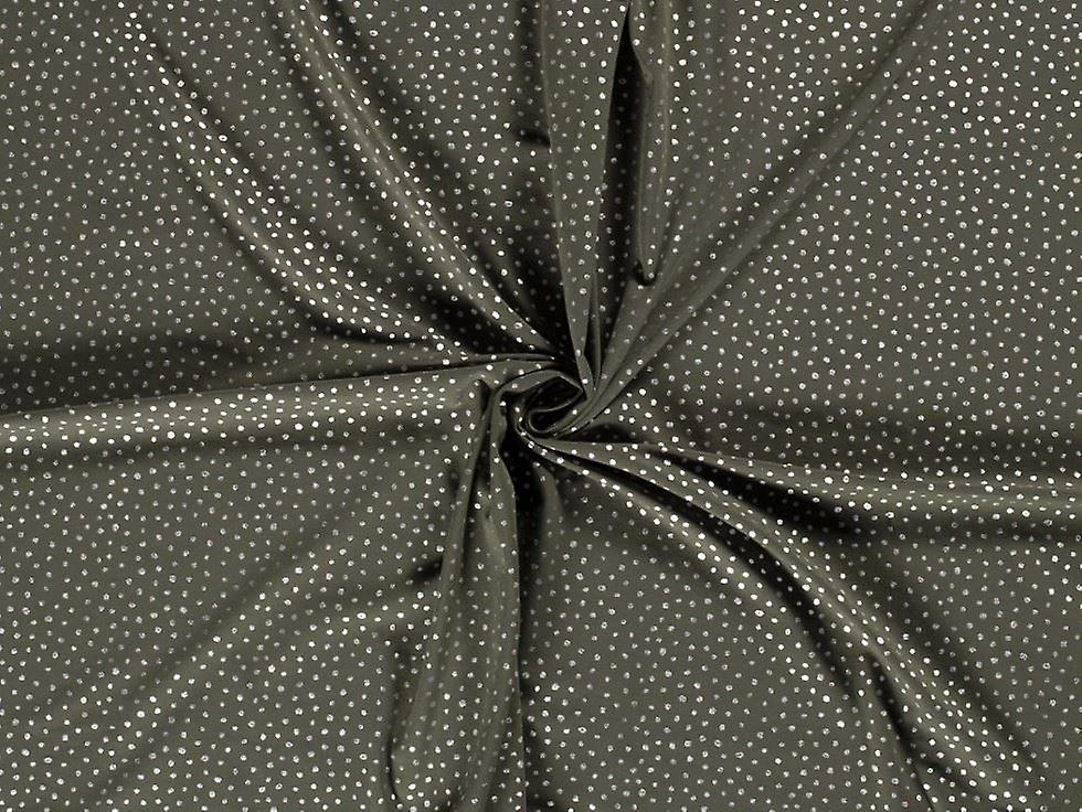 1.55m Metallic Cotton Jersey Stretch Knit Fabric Olive - per metre