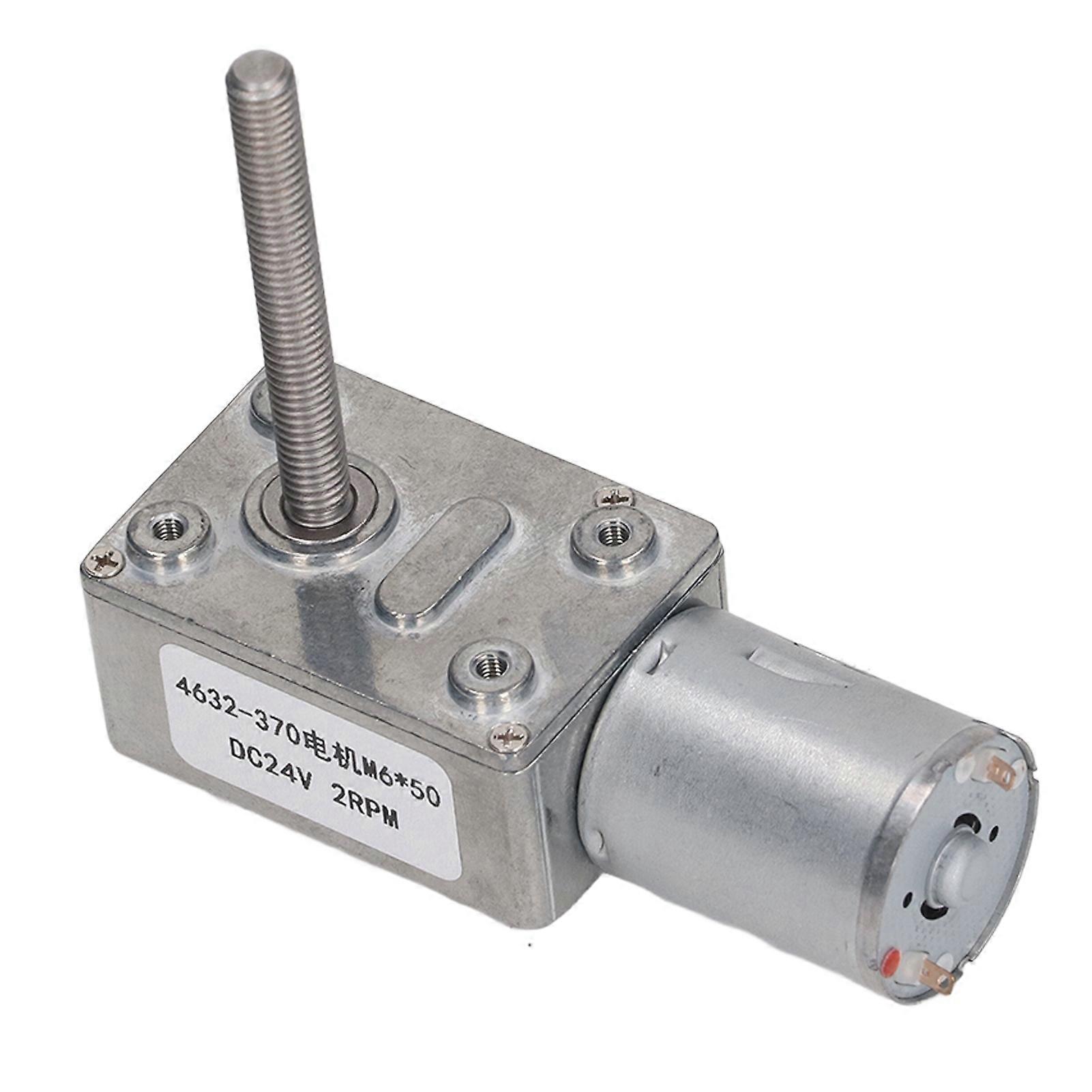 Ouitble Speed Reduction Motor DC Reduction Motor, Worm Gear Motor, Low Noise, Lightweight, 2RPM, DC24V, M6 x 50mm, Speed Reduction Motor, Compact