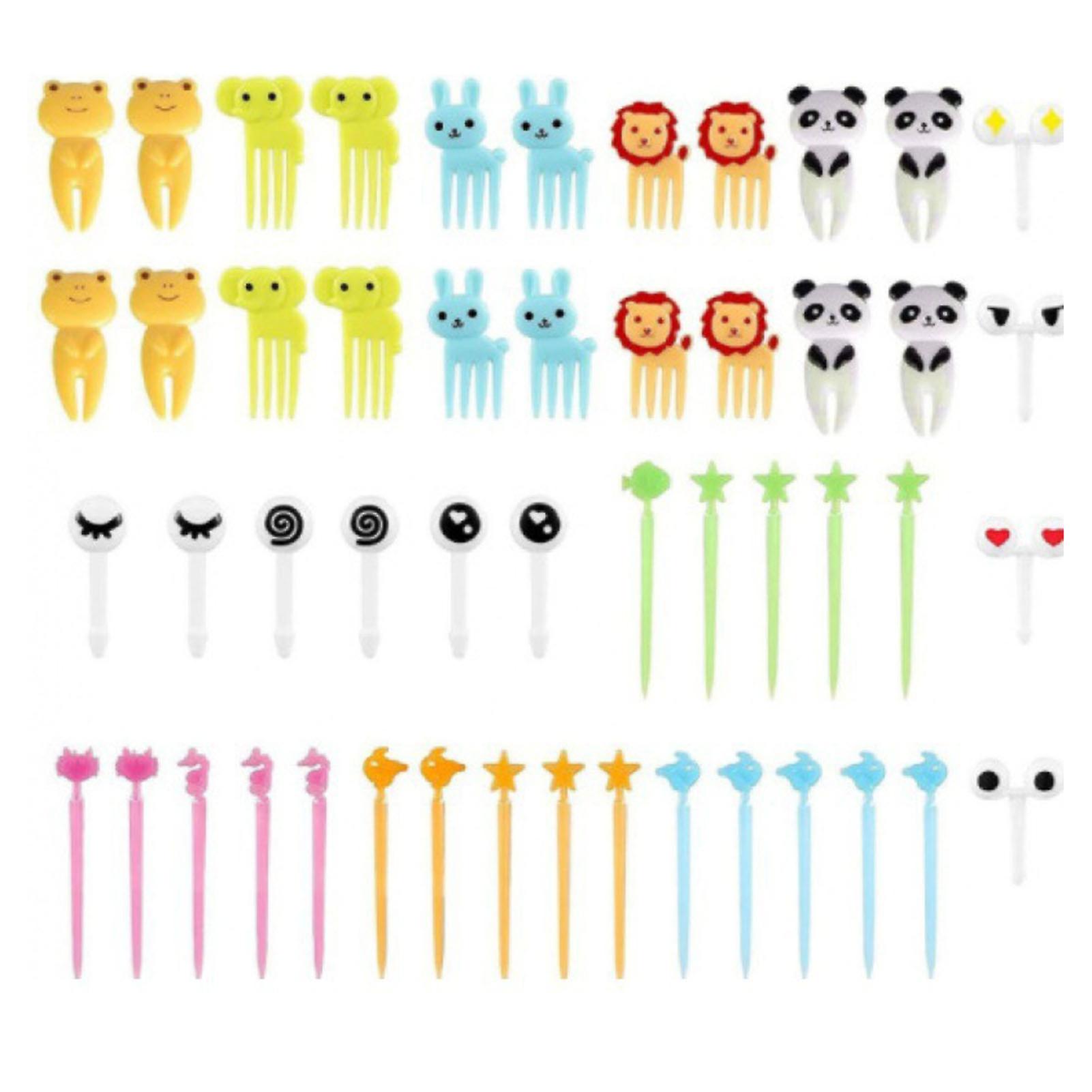 50 PCS Home Cartoon Fruit Fork Innovative Cute Animal Shape Plastic Children Bento Fruit Fork Set