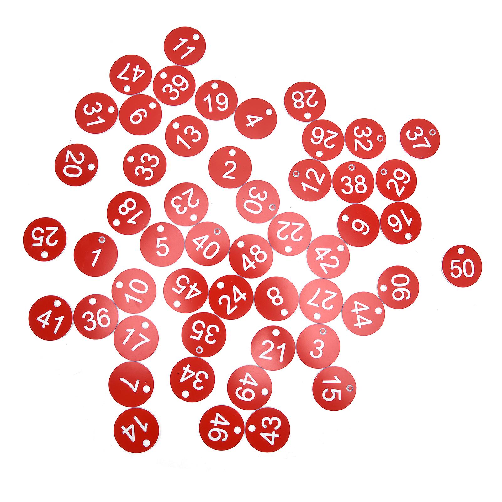Beehive Labels, 50 Pcs/Lot, Numbered, with Hole, for Beekeeping, Red Number 1-50