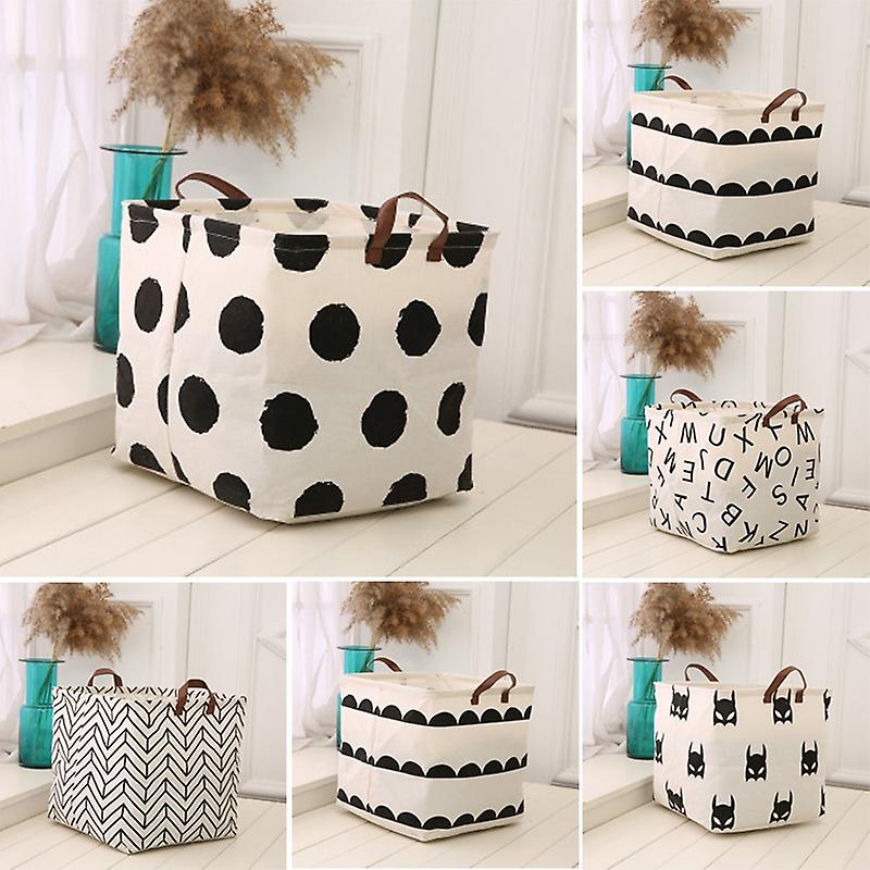 Large Toys Canvas Laundry Storage Basket Foldable Storage Bag with Handle
