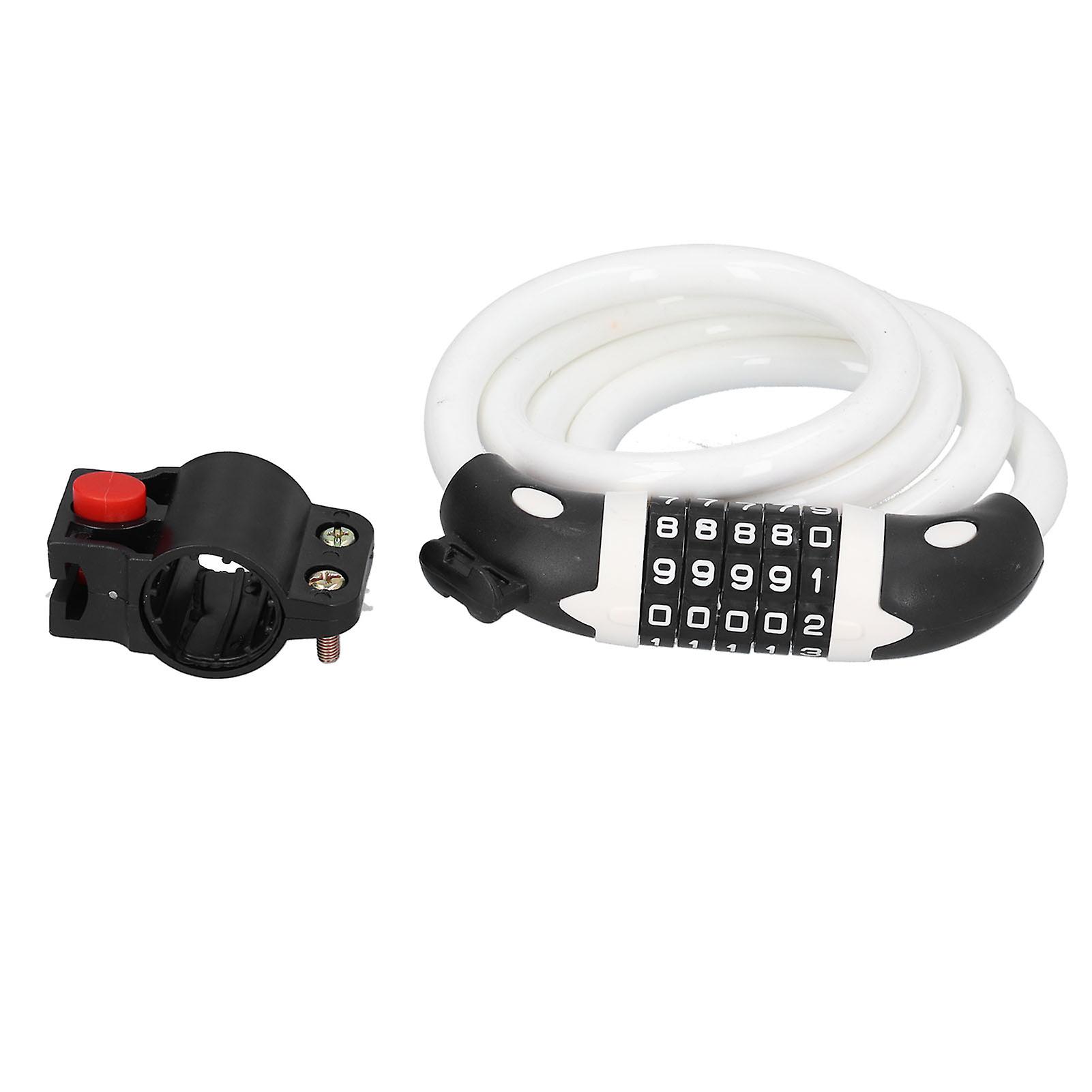 Bicycle Password Lock 5Digit Code Combination Lock Bike Security Antitheft Ring Lock(White )