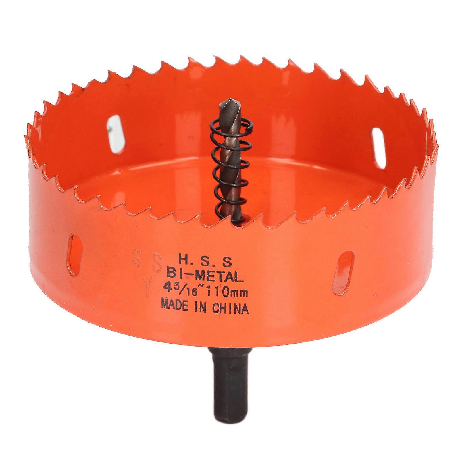 Qukaim Power Drill Parts Accories Bimetal Hole Saw HSS, 4 5/16 in (110 mm), Heavy Duty Arbor for Cornhole Boards, Wood, PVC, Metal, Power Drill