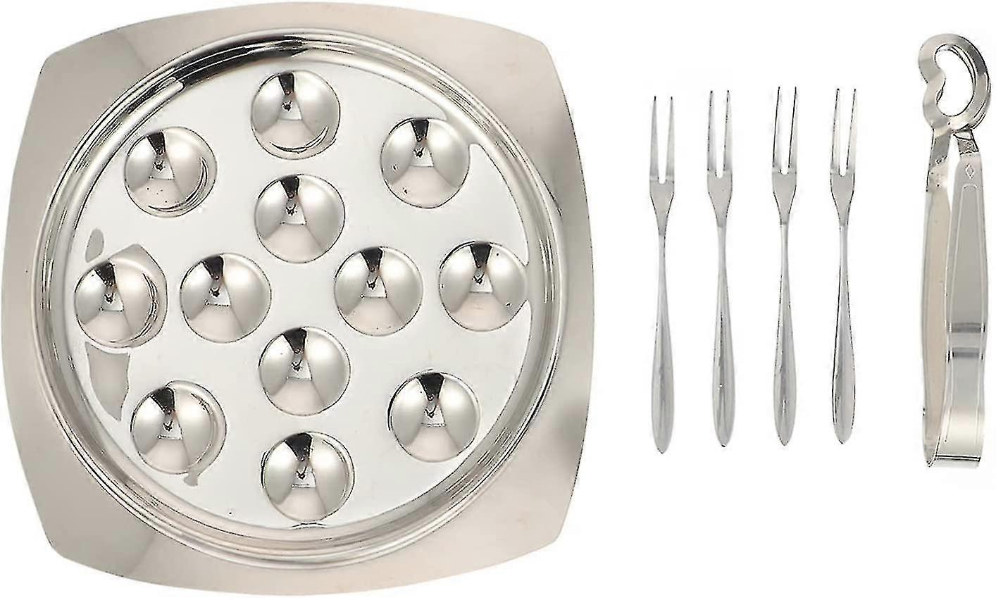 2023 1 Set Of 12 Snail Plates With Clip And Stainless Steel Forks Snail Dish For Hotel Snail