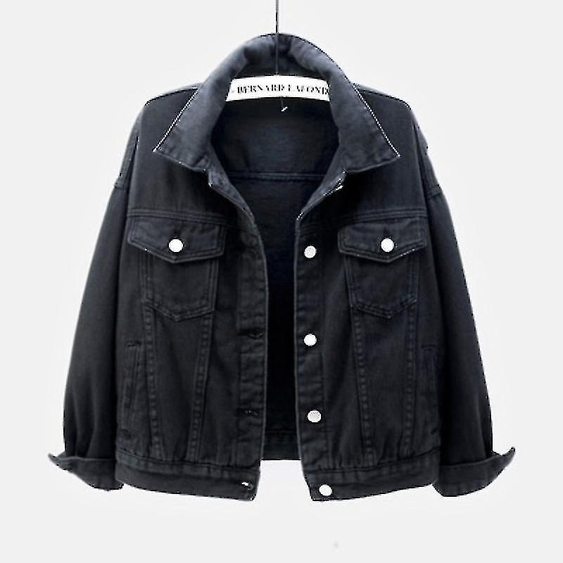 Spring And Autumn Color Large Size Denim Jacket Women's Short Korean Version Loose Bf Long-sleeved Jacket Student Top
