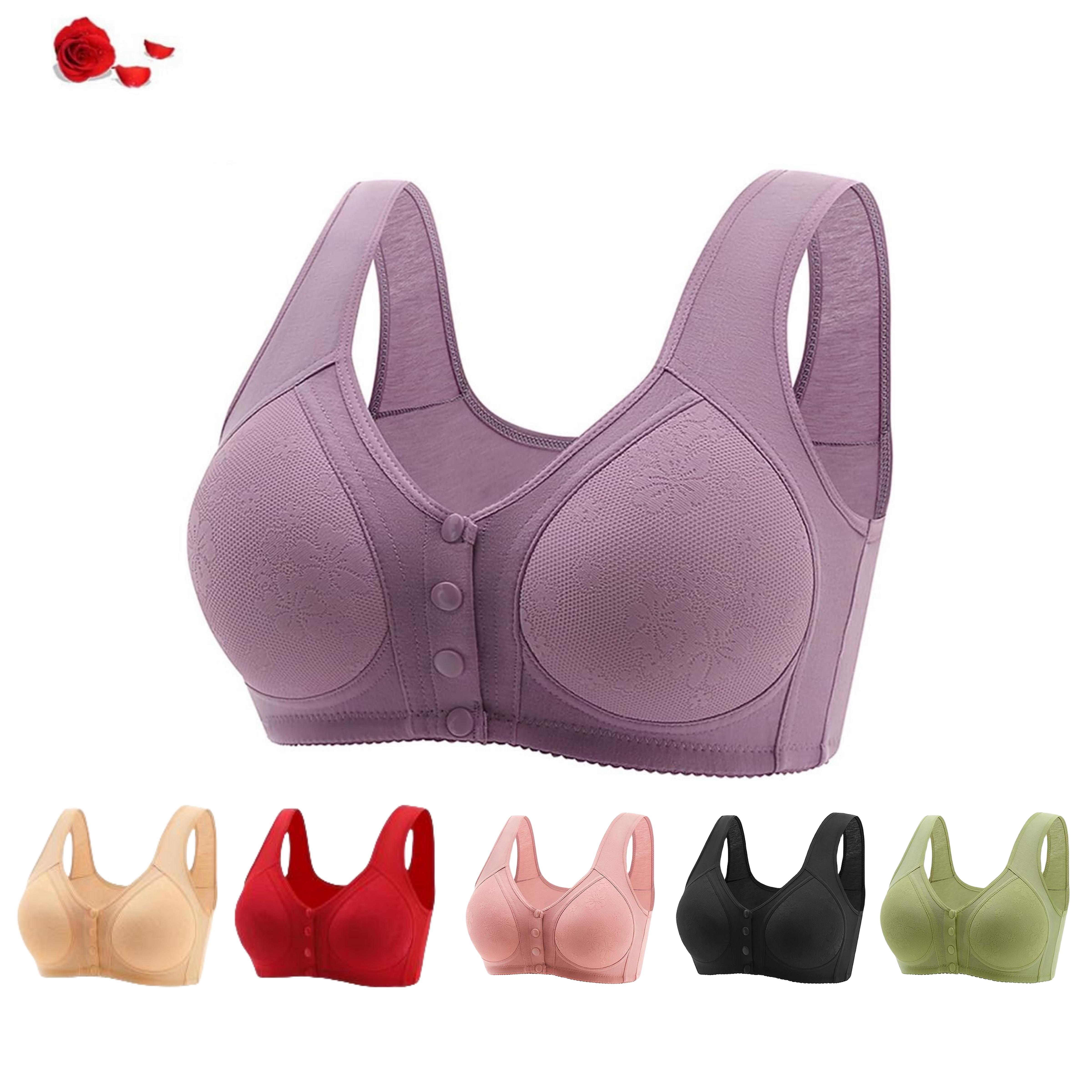 Daisy podprsenka, Daisy podprsenka pre seniorov Predné zapínanie, pohodlné pohodlné Podprsenka bez drôtenej pracky