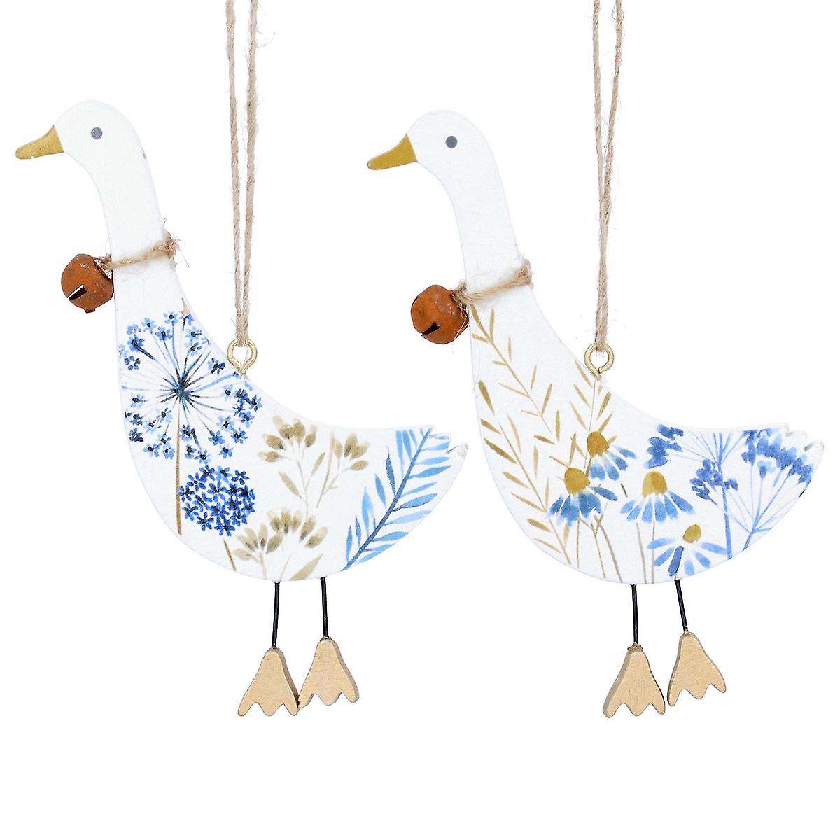 Gisela Graham Set of 2 Blue Meadow Geese Easter Decorations