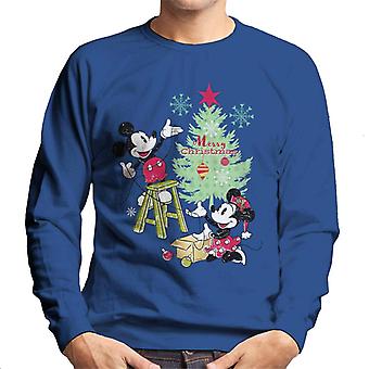 Disney Christmas Mickey And Minnie Mouse Decorating Men's Sweatshirt