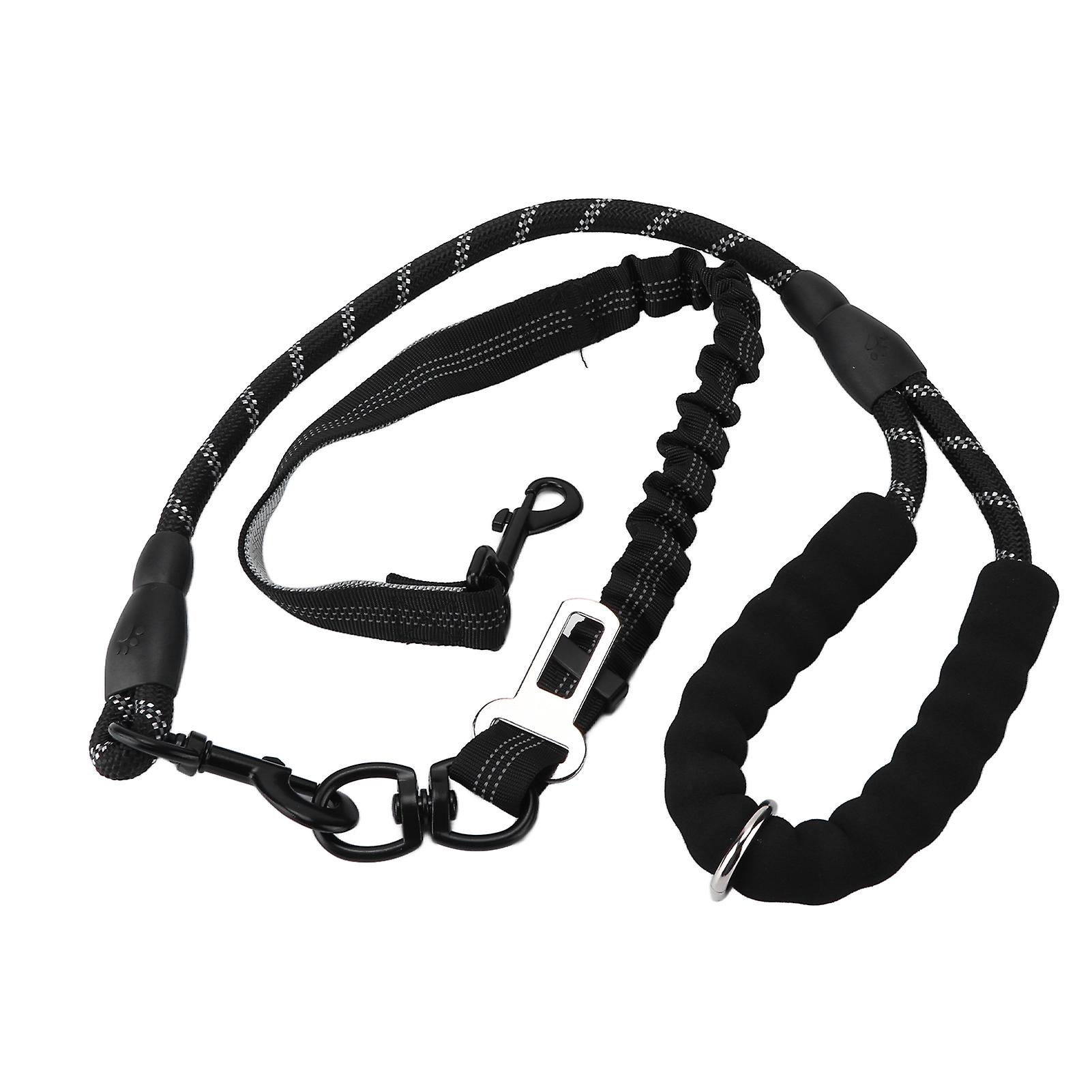 Dog Walking Leash, Multifunctional Elastic Buffer, Explosion-proof, Running Leash, Black