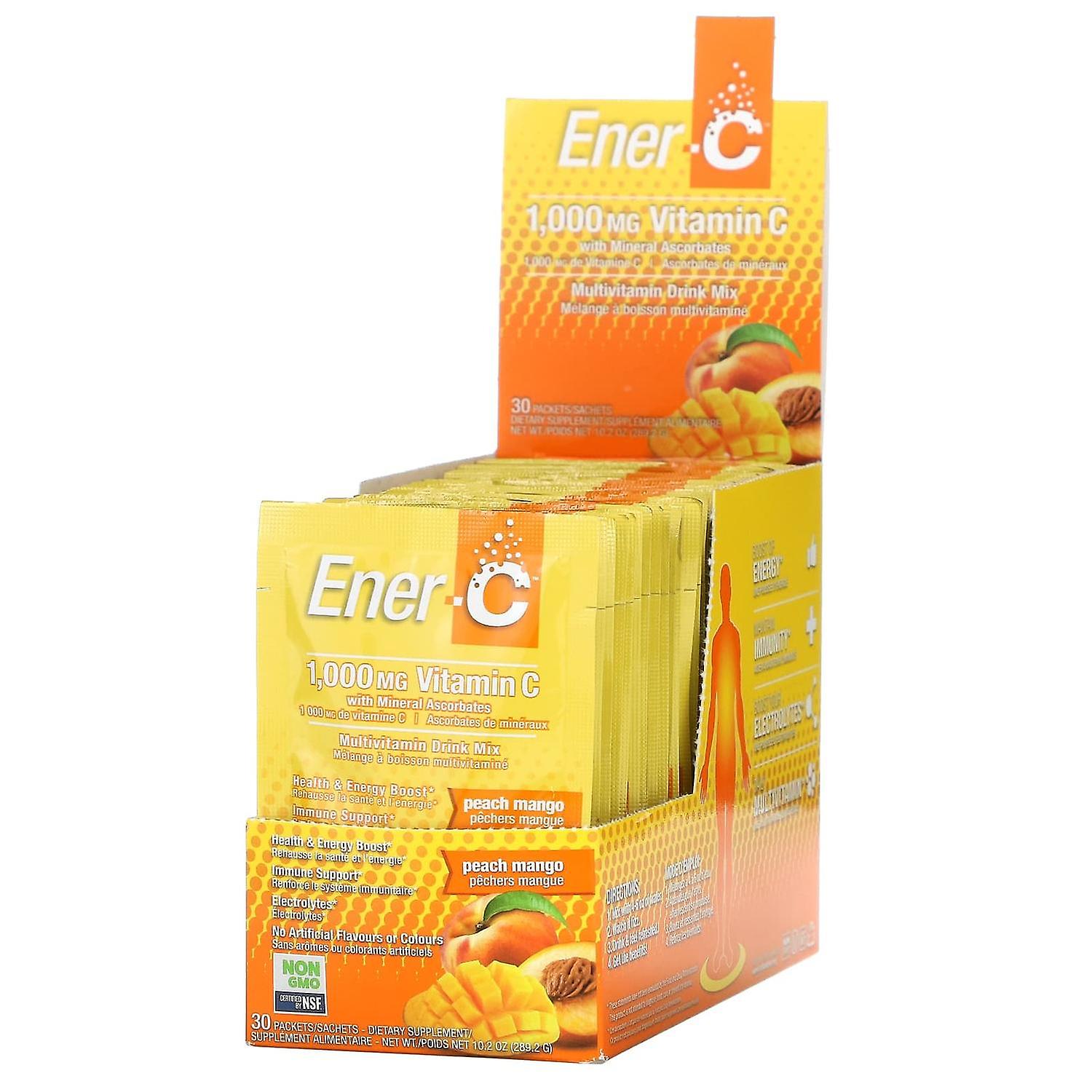 Ener-C, Vitamin C, Multivitamin Drink Mix, Peach Mango, 1,000 mg, 30 Packets, 0.3 oz (9.64 g) Each