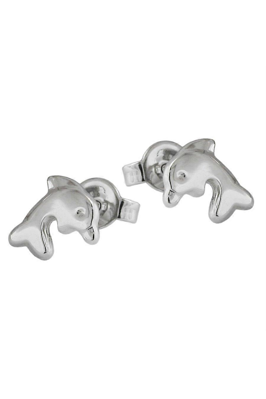 Stud Earrings Dolphins Shiny Silver 925 - Gl91556