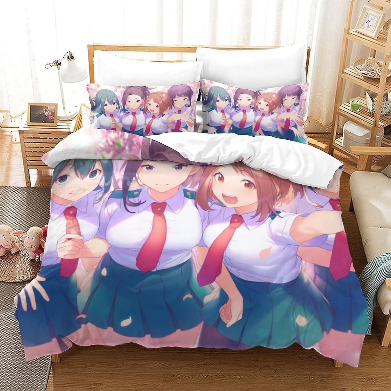 My Hero Academia Pościel Zestaw poszewek na kołdrę Anime Zestaw narzut na kołdrę z nadrukiem 3D dla dorosłych dzieci Bez kołdry King