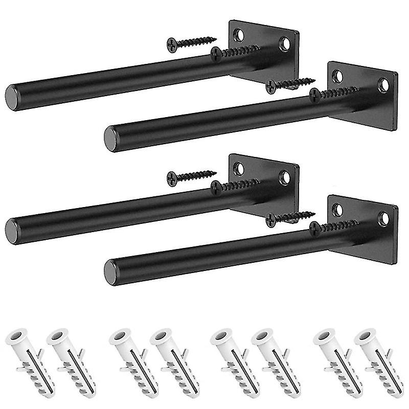Floating Shelf Brackets, 6 Inch Heavy Duty Shelf Supports With  Inch Diameter - 4x Brackets, 8x Sc