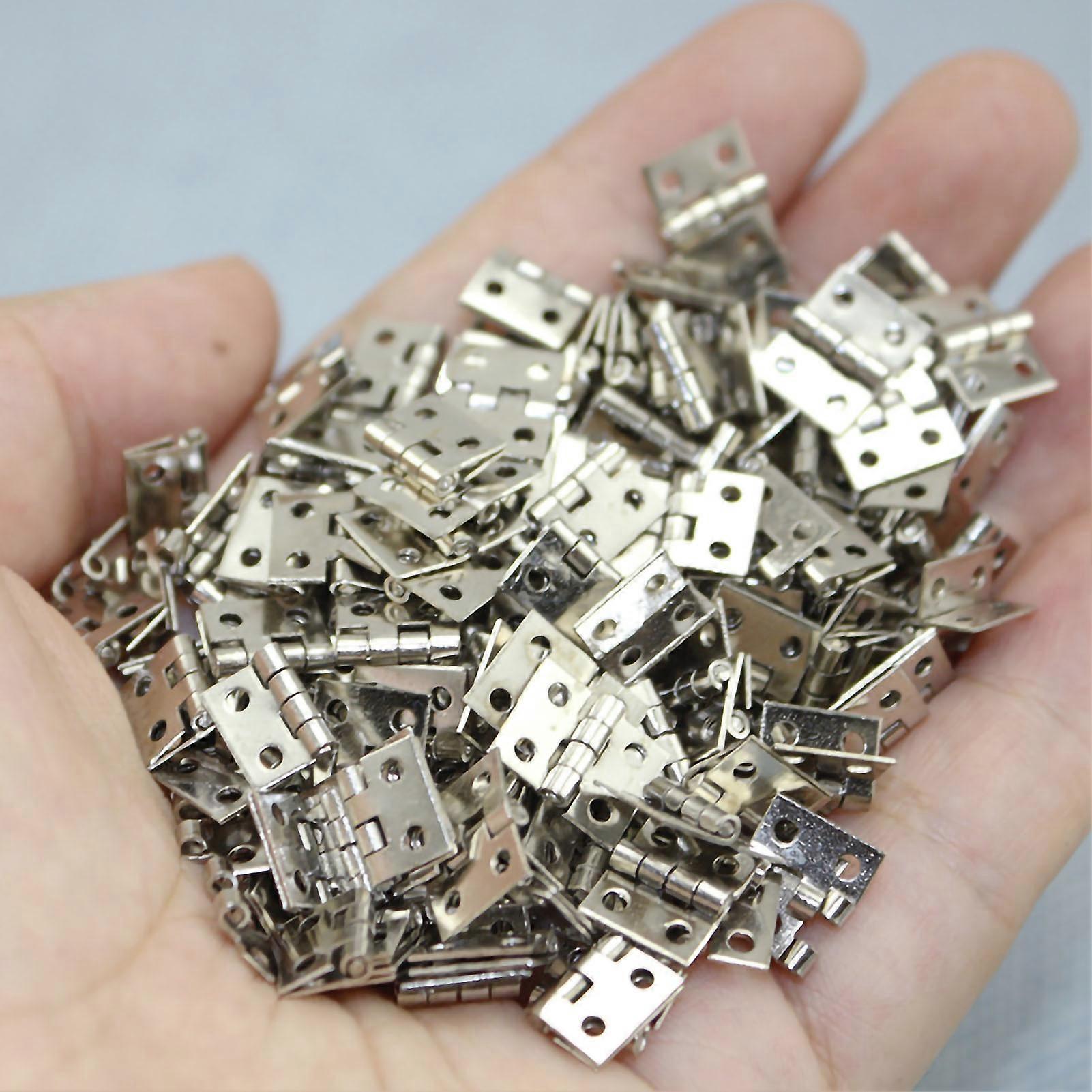 Lot de 20 mini charnières pliantes en laiton 6,35 mm, 4 trous, avec vis, pour maisons de poupées et armoires, argentées