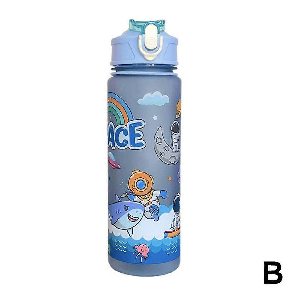 Bouteille d'eau givrée motif astronaute, avec couvercle rebondissant et paille, 800 ml