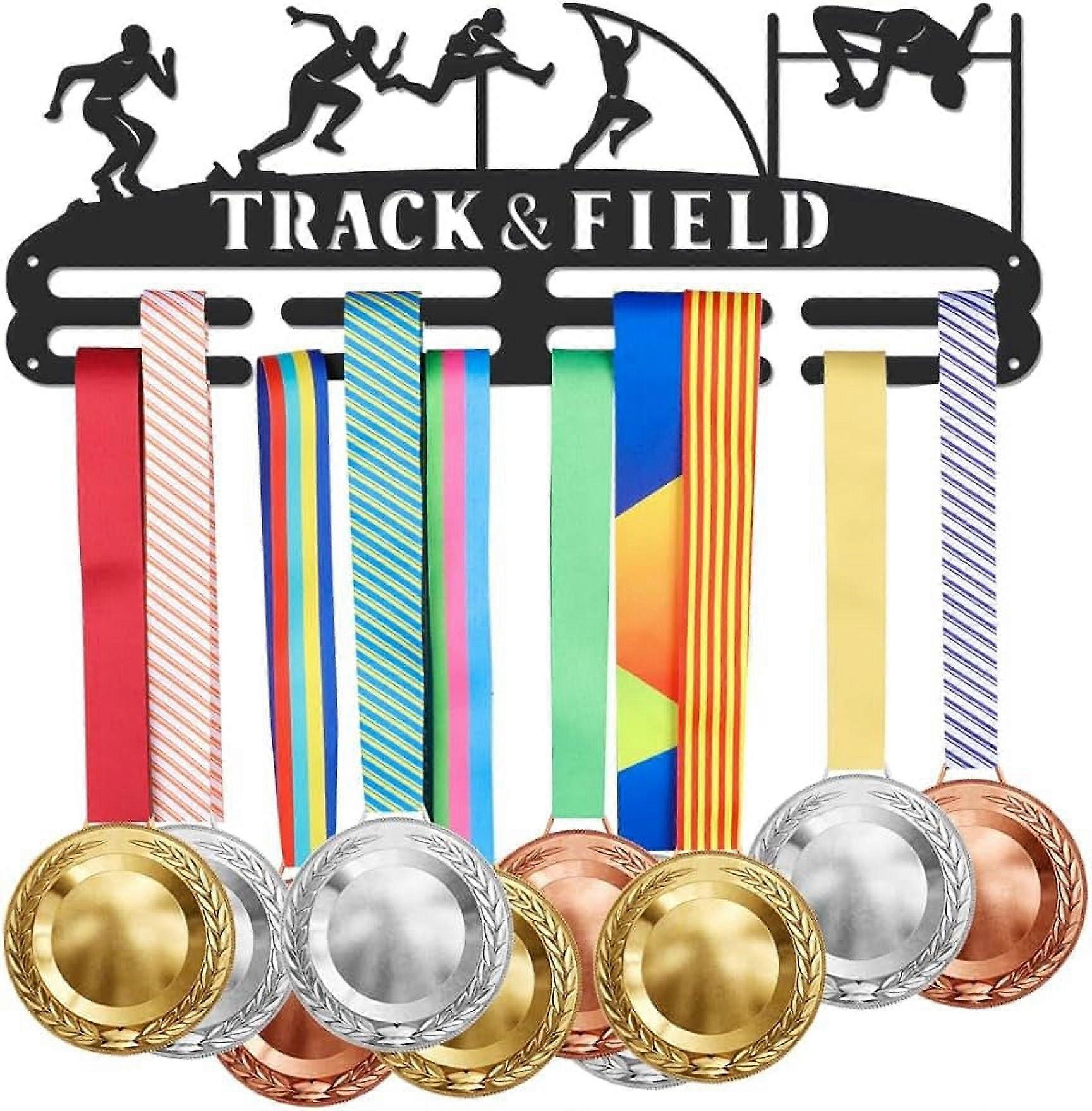 Track and Field Medal Hanger Holder Display Never Give Up Sports Medals Display Rack Hook for 40+ Medals Wall Mount