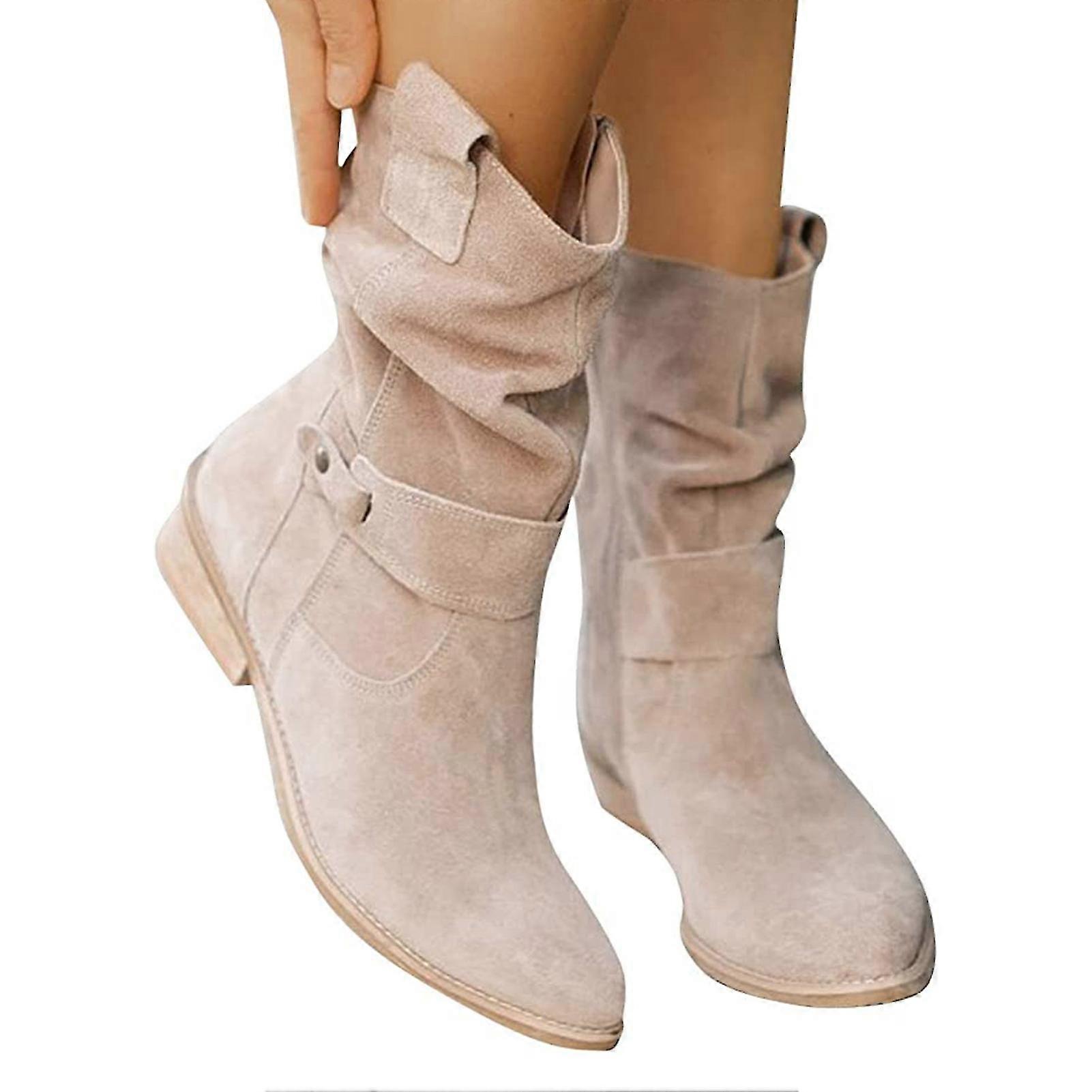 Ladies Comfy Suede Boots Non-slipped And Wear Resistant