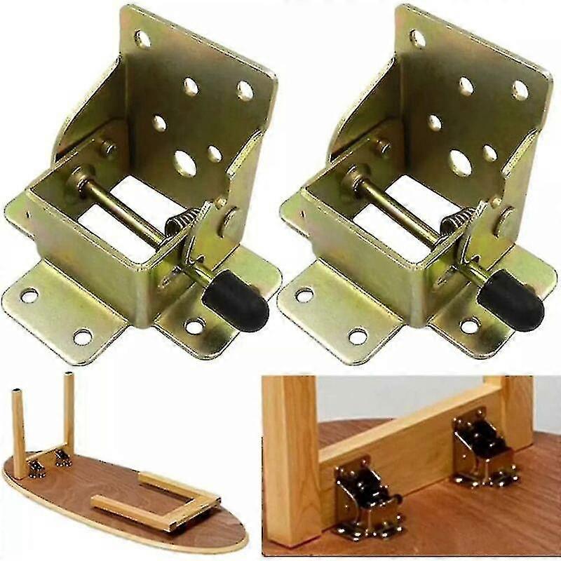 (1 Pair) 90 Degree Self Locking Folding Table Leg Extensions, Foldable, Telescopic, Hidden Shelf Brackets For Desk, Bed, Hinged