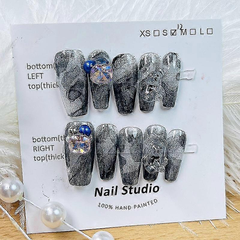 10pcs Ballet Nails Press On Nails Réutilisable Détachable Long Nails avec colle Manucure faite à la main