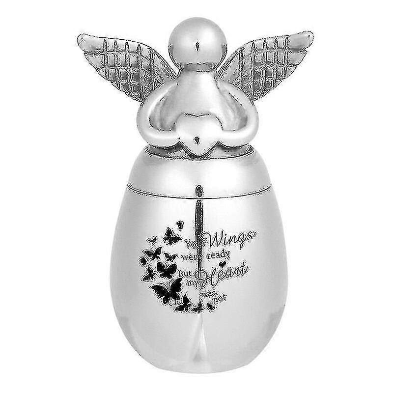 Urne piccole a forma di cuore con ali d'angelo in acciaio inossidabile "Le tue ali erano pronte", urne commemorative per ceneri di cremazione, ricordo