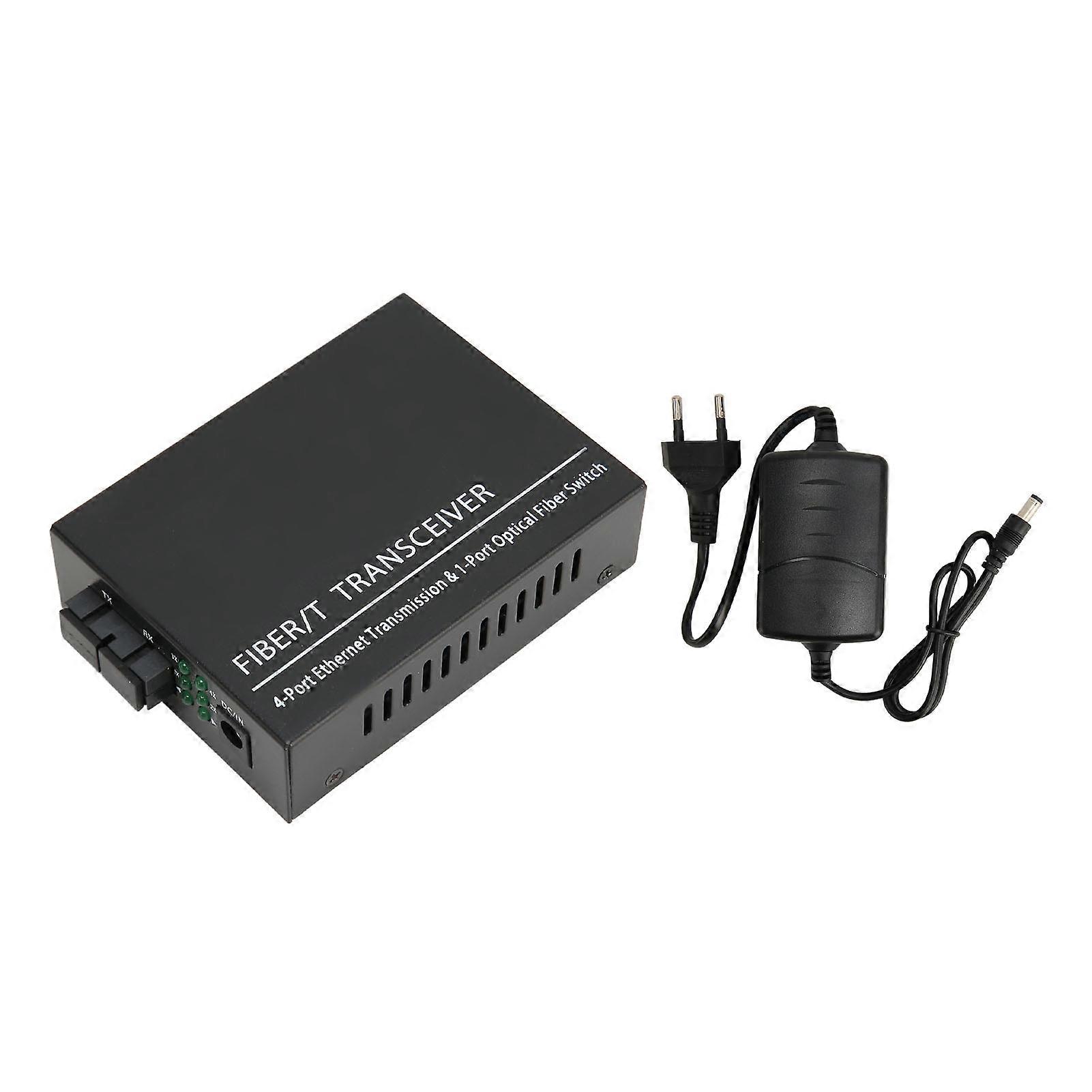 光纤媒体转换器 Tx1310nm 单光纤单模 100Mbps 光纤收发器长达 25km RJ45 端口 100?240V 欧盟插头