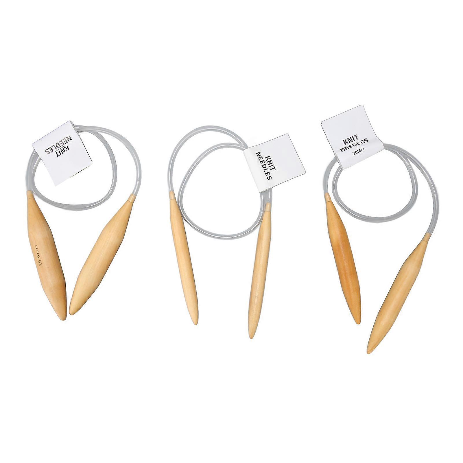 Wooden Circular Knitting Needles 31.5in Long Assorted Size Strong Bamboo Circular Needle Set Carpet Scarf Bulky Wool