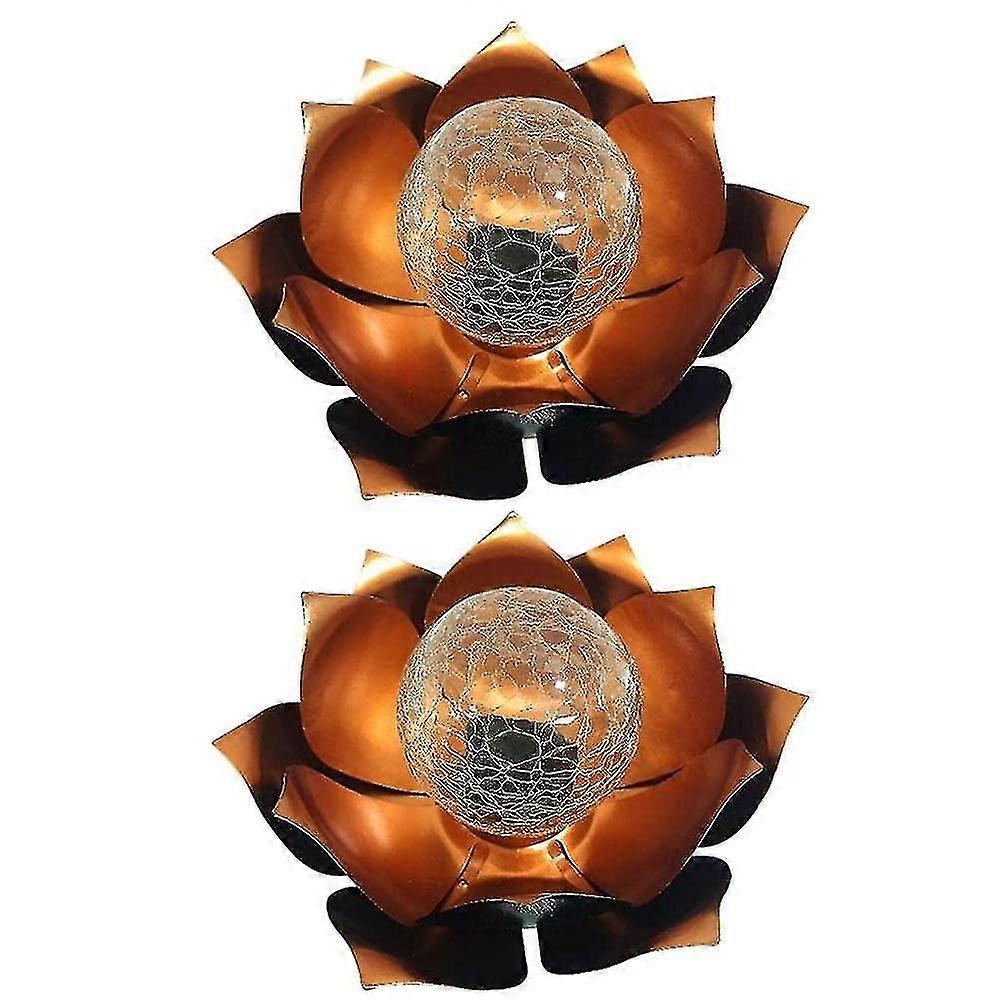 2Pcs Solar Flower Lights, 2PCS Lotus Solar Light, Waterproof Garden Yard Lotus Lamps Ornament for Garden Yellow