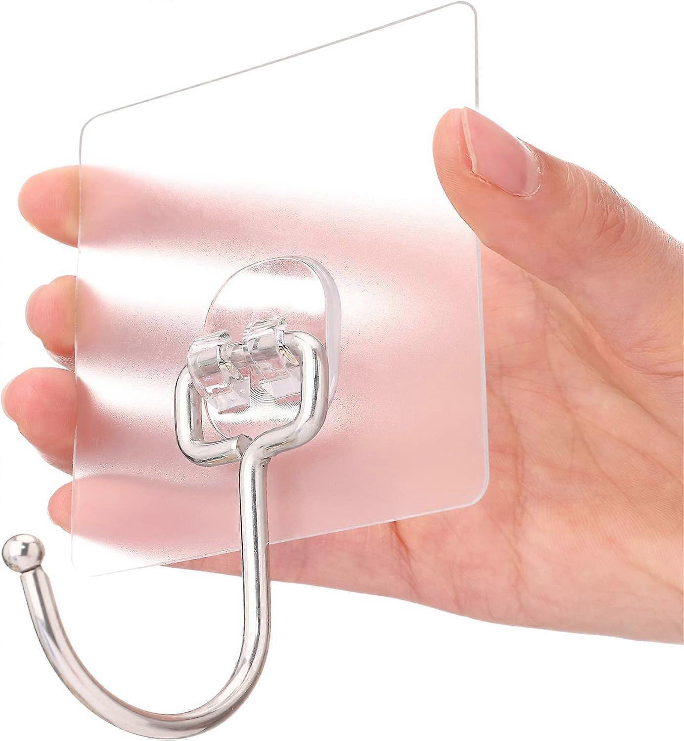 10-Pack All-Purpose Large Adhesive Hooks, Heavy Duty Hold 37 lb(Max) Wall Hooks for Hanging, Large Waterproof Stick on Hooks for Organization