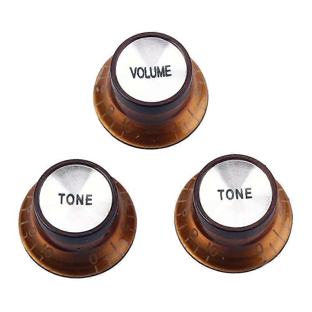 3pcs Volume Tone Control Knob with Flat for Guitar Bass Parts Accessory GD22 1V2T Light Brown