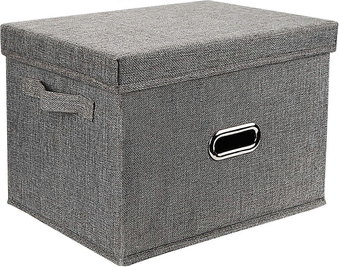 Storage Box Foldable Linen Clothes Storage Basket with Lid Foldable Storage Box for Wardrobe Clothes Books Cosmetics Toys