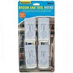 Reusable Self-adhesive Broom & Tool Hooks Set (pack of 4)