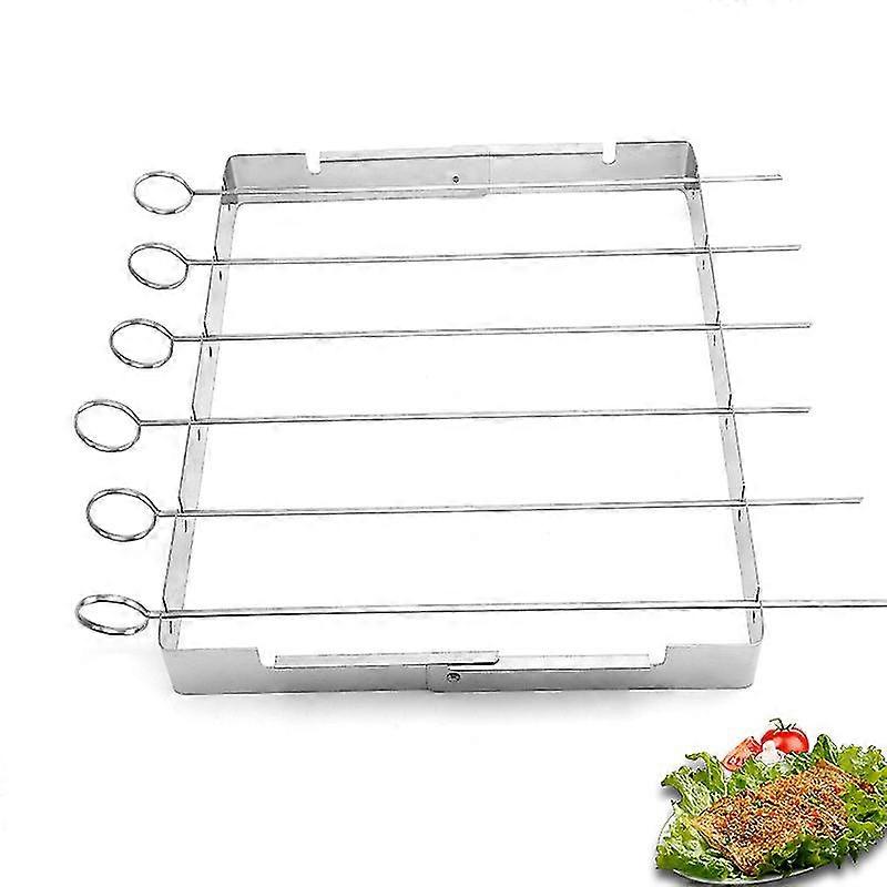 Stainless Steel Kebab Skewers with Foldable Shish Kebab Rack BBQ Skewers Rack