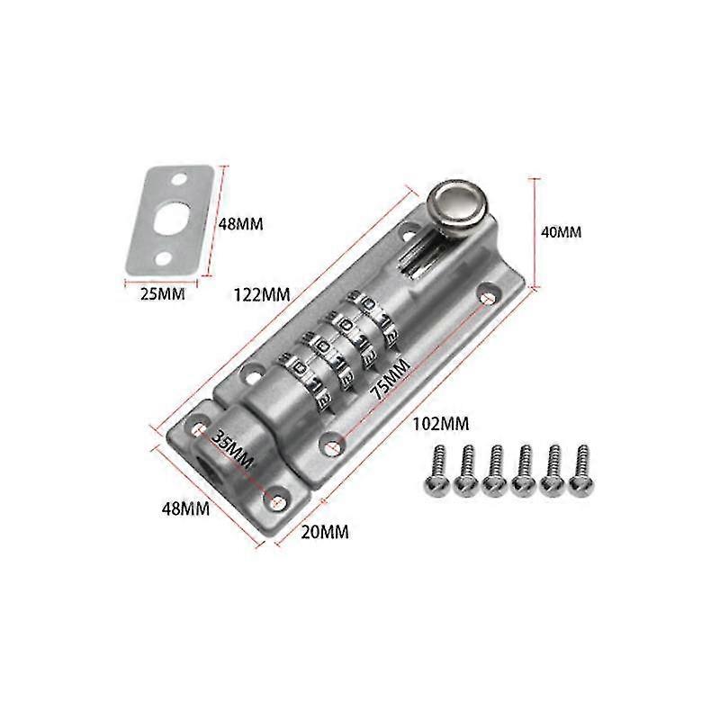 ドアラッチ、ヘビーデューティドアラッチ、1ピース122mmボルトロックステンレス鋼ドア、改ざん防止ネジ付き、シルバー