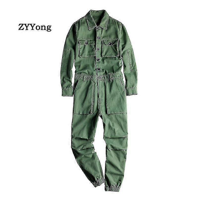 Overalls Herren Jumpsuit Loose Langarm Revers Beam Füße Baumwolle-XinHan