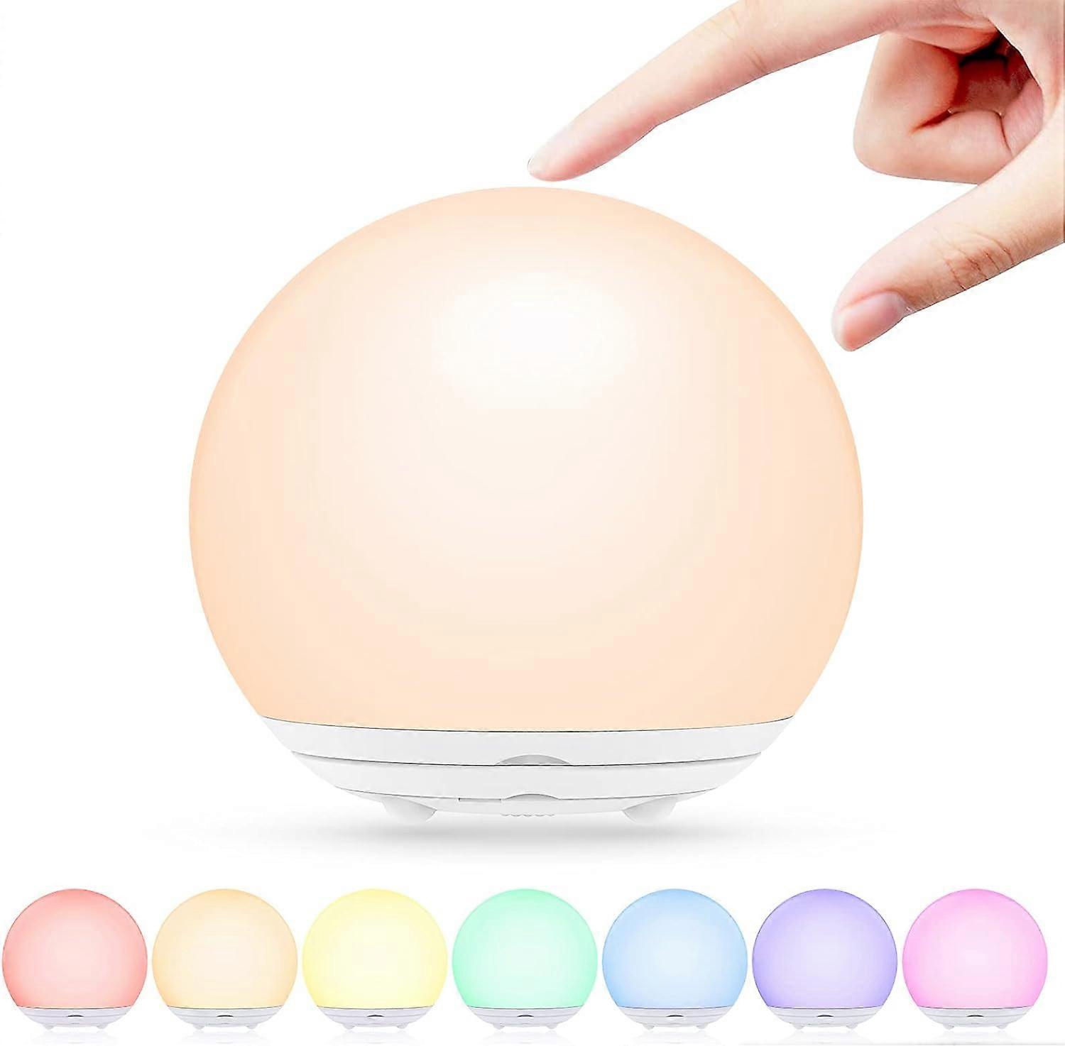 Night Light for Kids, USB Rechargeable Beside Lamp with Dimmable,Warm Light,7 Colors Changing,Touch Control, 0.5/1hour Timer