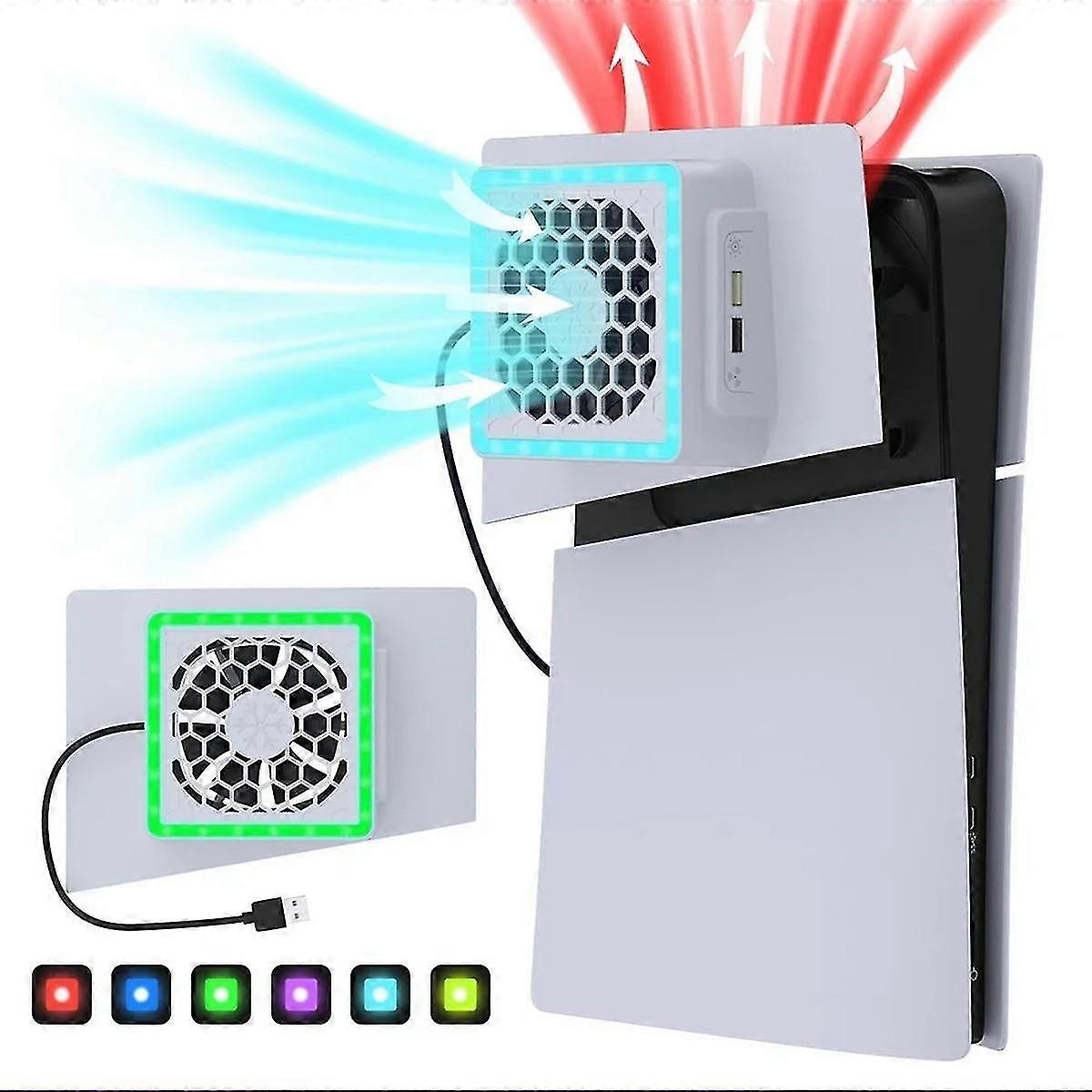 Cooling Fan with LED Light 2 USB Ports Game Console Cooling Fan Side Cooler for SLIM Game Console A