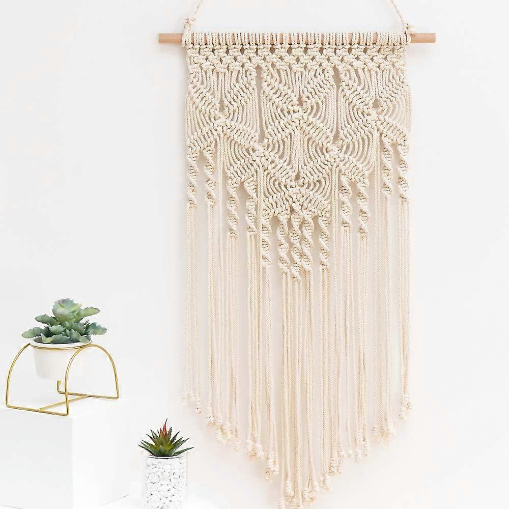 LINJOU Boho Dekor Bohemian Art vevd billedvev for hjemmet stue sovesal, krem beige