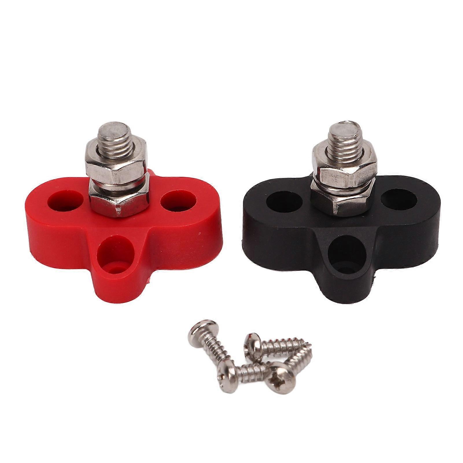 48V Battery Power Stud Red and Black Stainless Steel Post Single Stud Bus Bar Terminal Block for RV Truck Boat 5/16in (M8)
