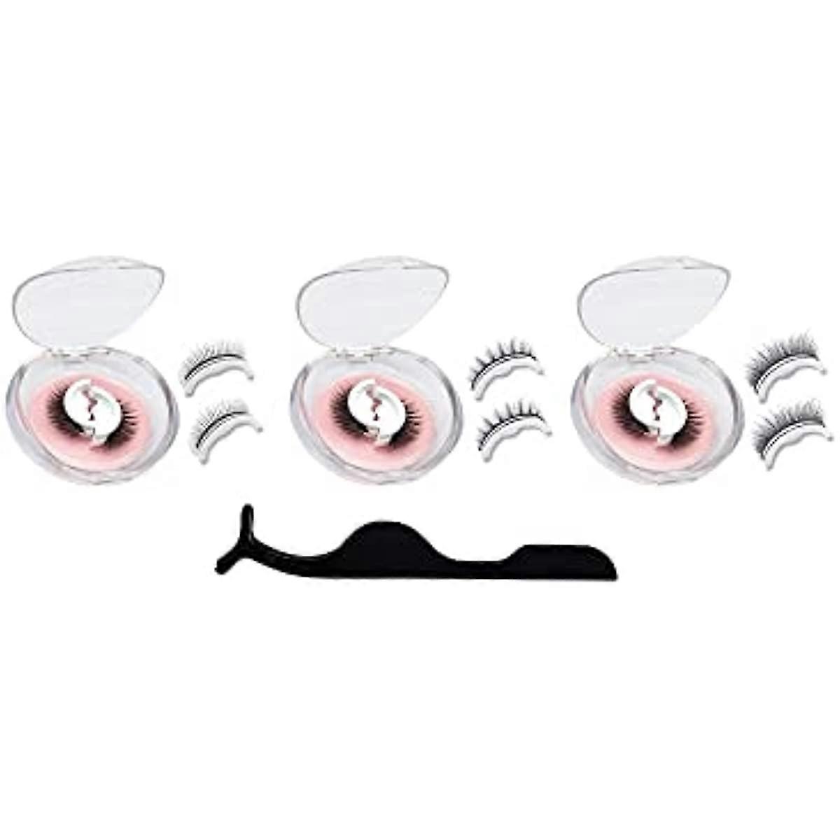 Reusable Self Adhesive Eyelashes No Eyeliner or Glue Needed Easy to Use  3 PairsAs Shown