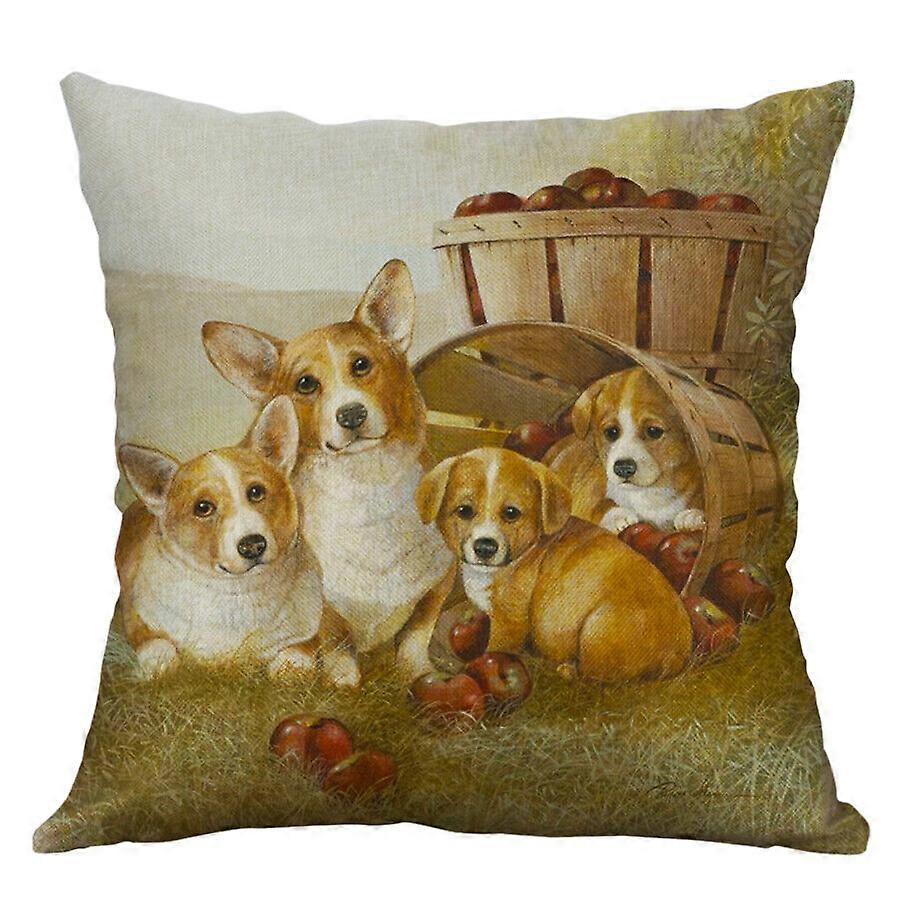 ヴィンテージ犬プリント枕カバークッションカバーソファ家の装飾コットンリネンデザイン1000jpjcjh