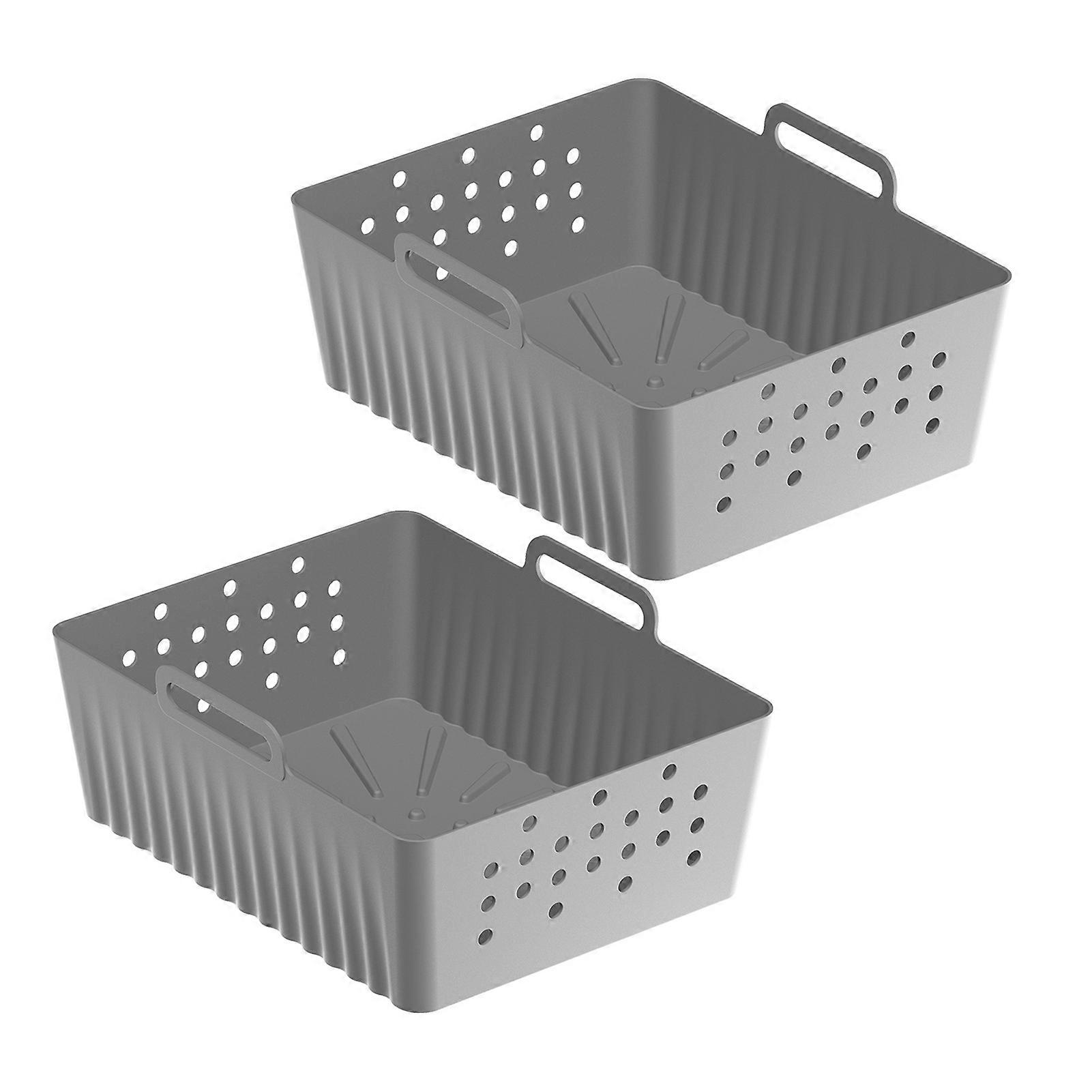 2Pcs Silicone Air Fryer Liners for Ninja SL401 2-Basket Air Fryer Reusable Pot Accessories Non-Stick Heat-Resistant Baking Pan for Safe Healthy Cookin