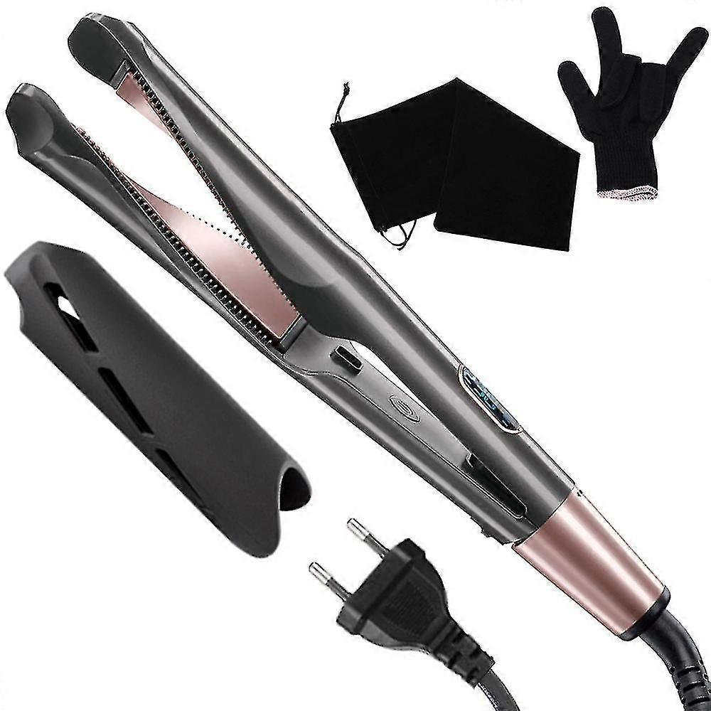Hair Straightener And Curler 2 In 1, Twist Straightening Curling Iron, Professional Negative Ion Flat Iron With Adjustable Temp