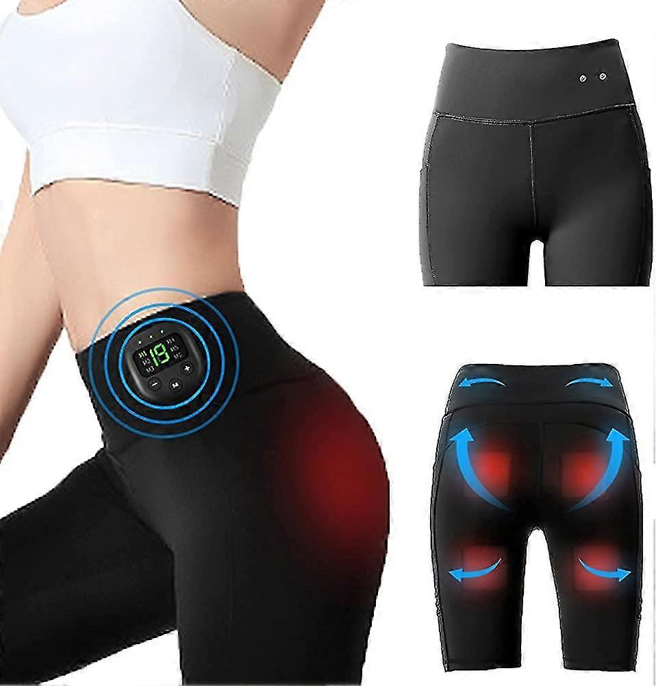 High Waist Shorts Yoga Pants With Ems Muscle Stimulator Rechargeable, Buttock Ultimate Ems Stimulator For Men And Women 8 Modes 19 Intensity Levels