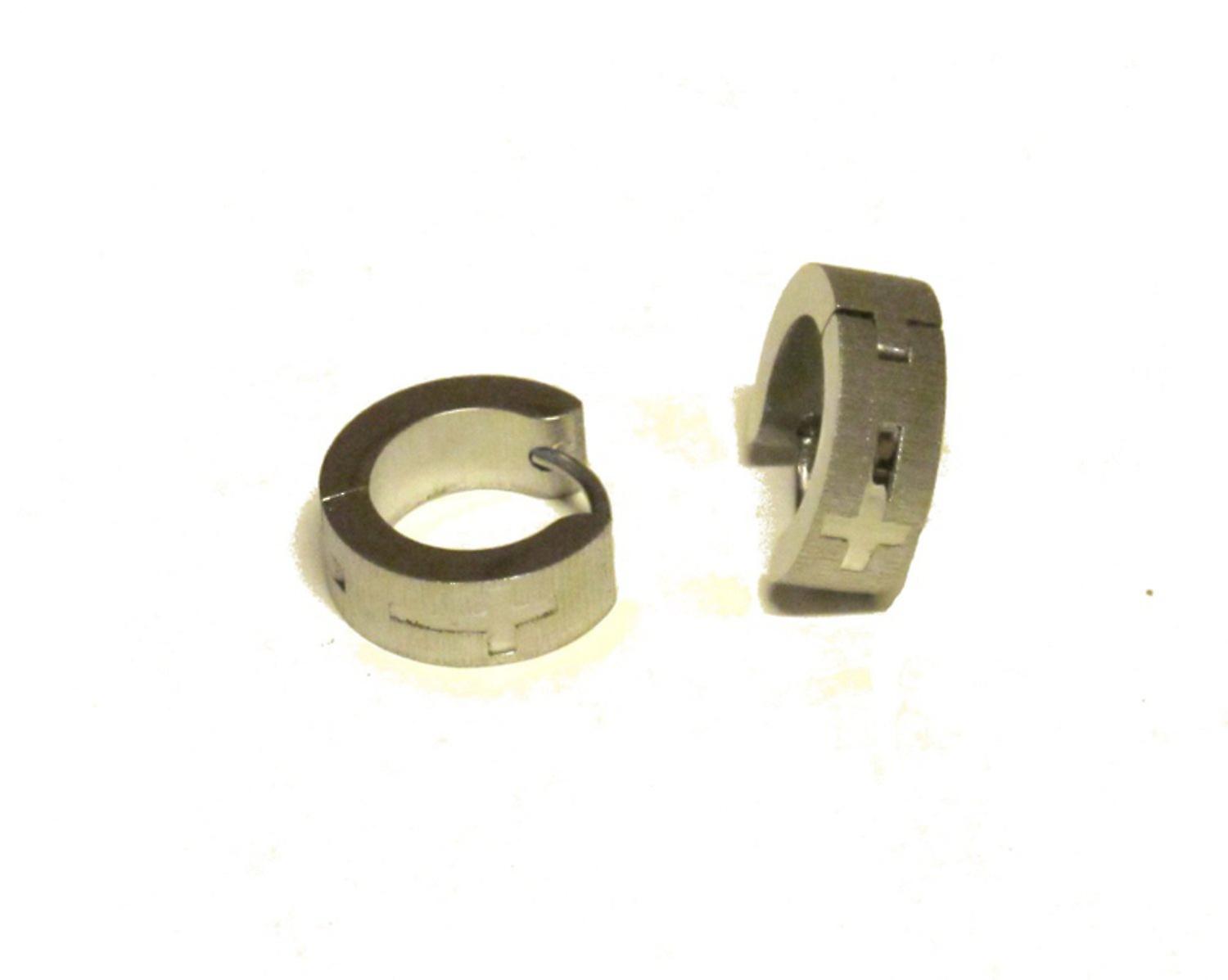 Cross earrings steel 