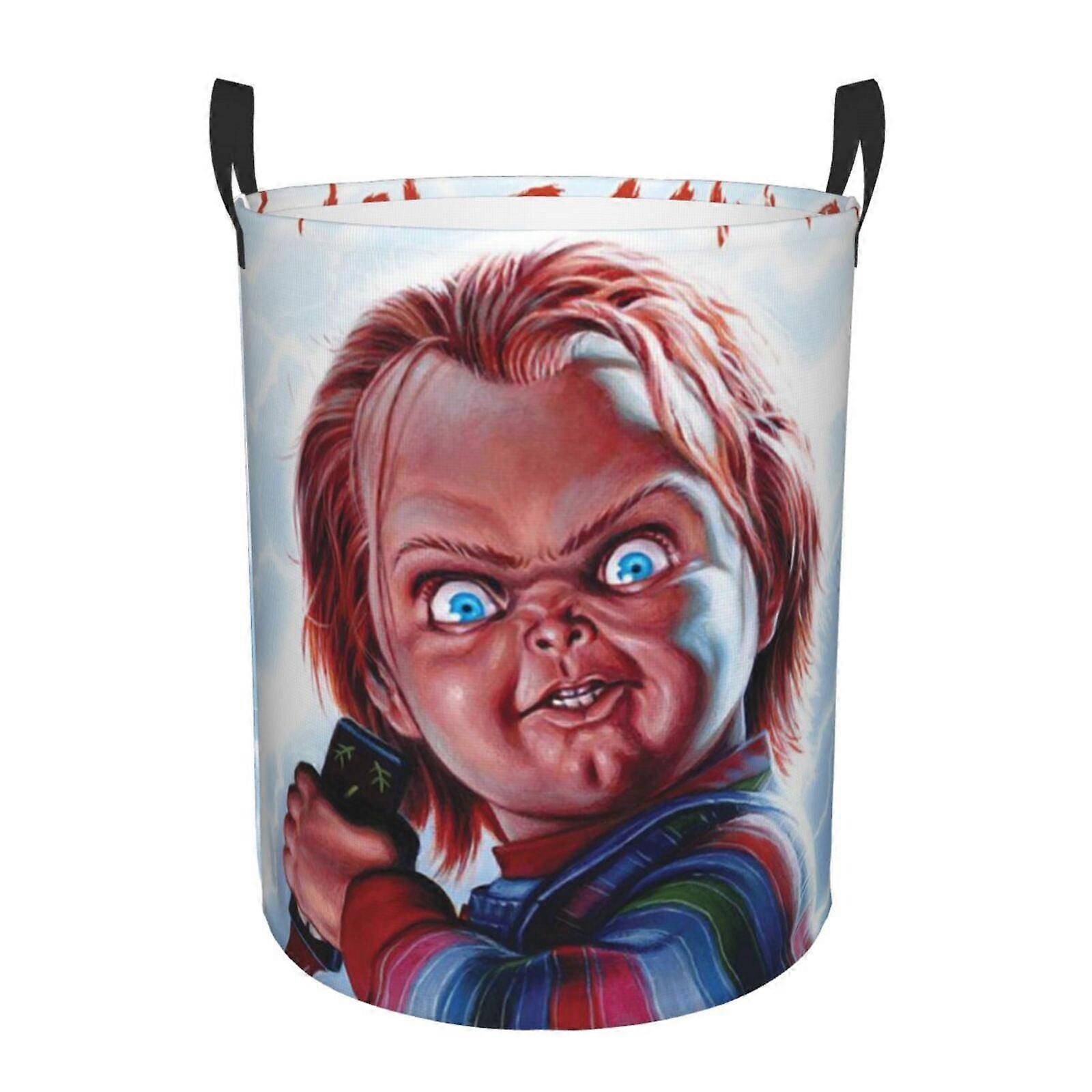 Dziecko' S Play Chucky Okrągły kosz na pranie Kosz na brudne ubrania Kosz do przechowywania do domowej łazienki Small-SYS25046