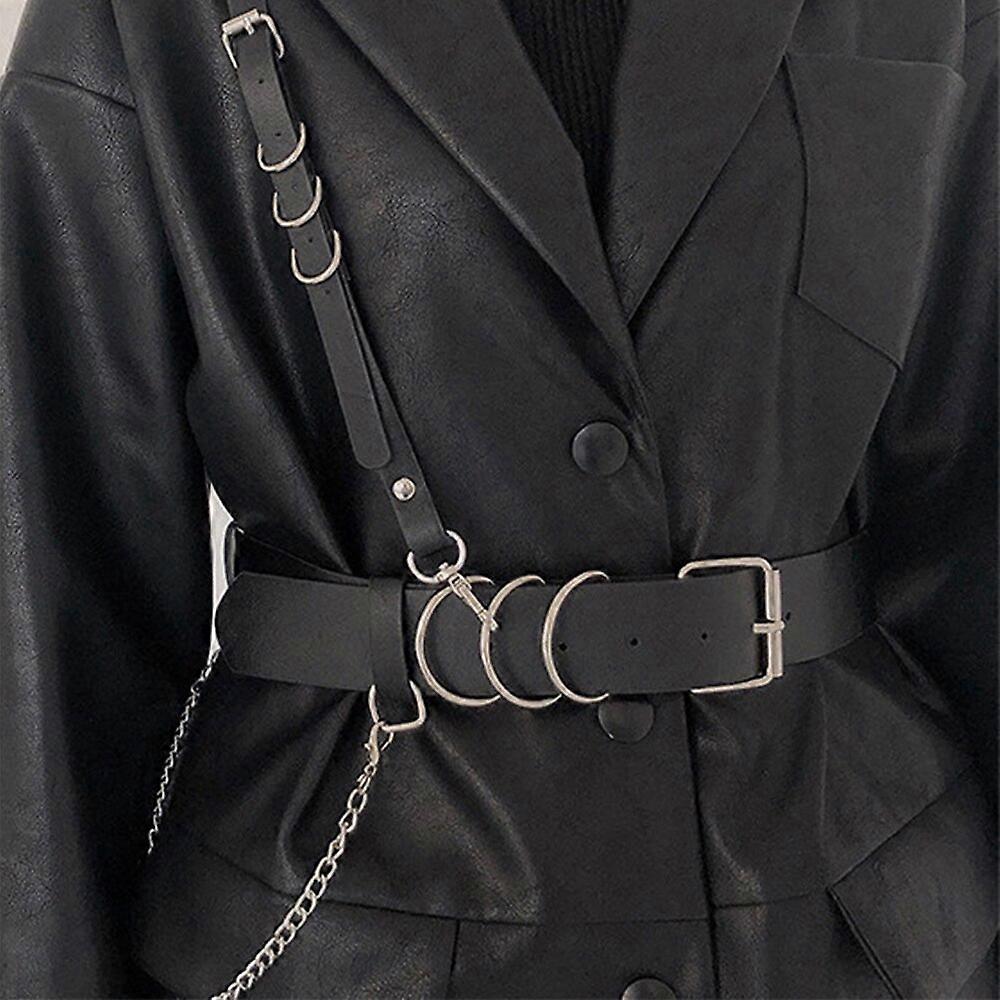 1 pieza con cinturón de mujer negro cinturón punk