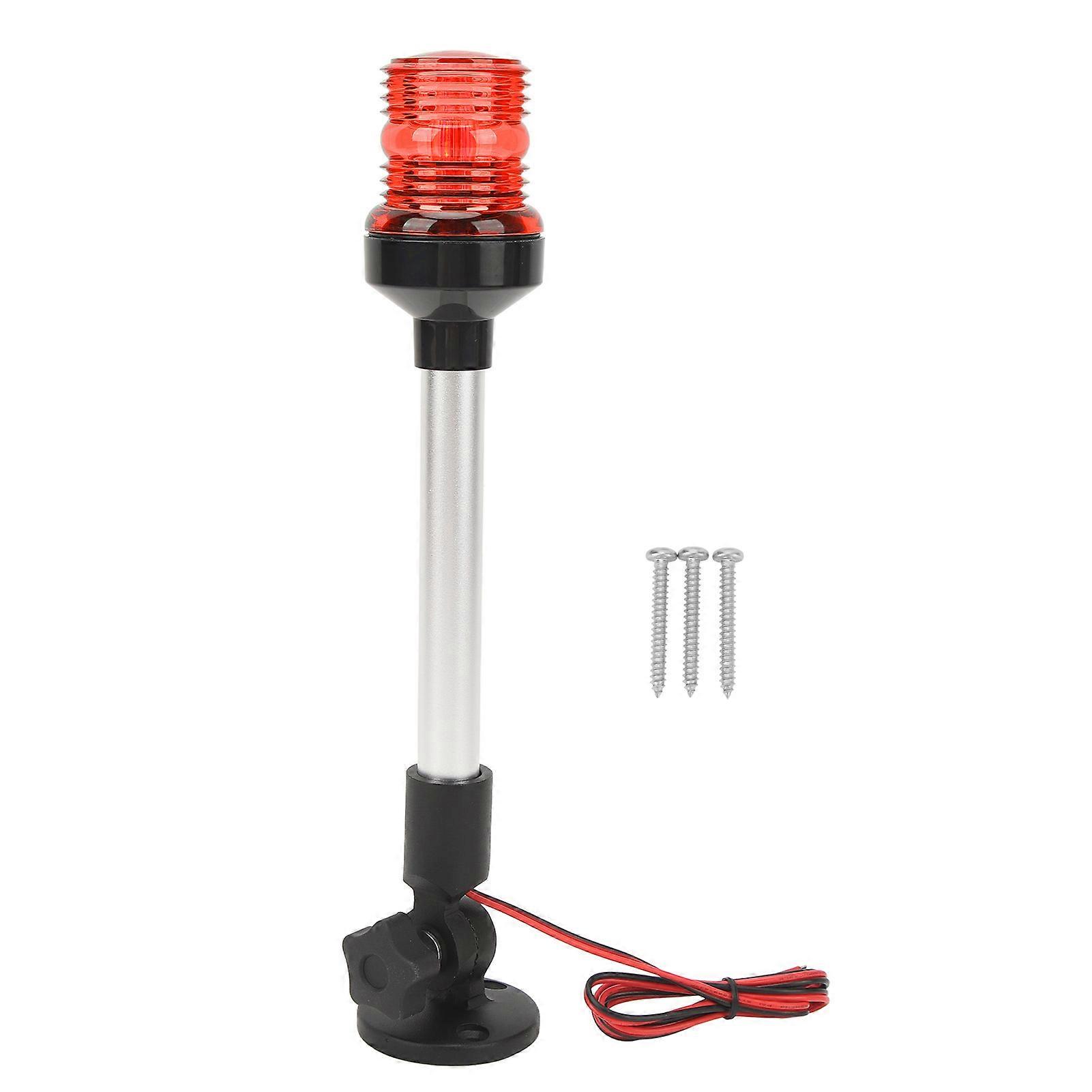 Feu de navigation à LED de 12 pouces, pliable à 360 degrés, tout autour, avec base en alliage d'aluminium, pour bateaux de pêche, yachts, navires, rouge