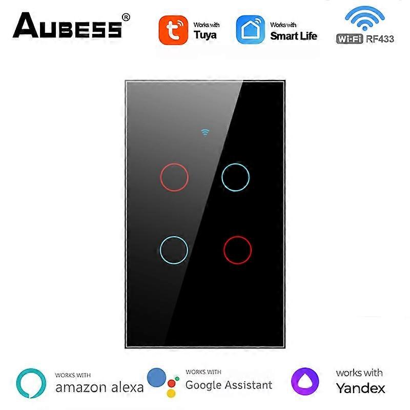 RF WiFi Smart Touch Light Switch US 1/2/3/4 Gang Two Wiring Method Tuya