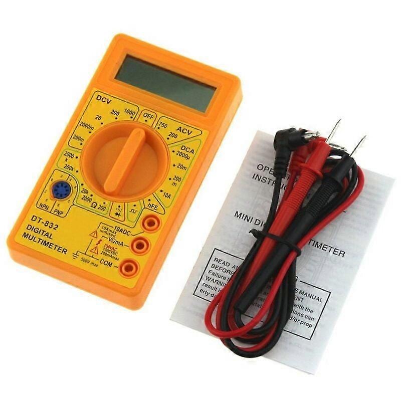 1999 DT-832 Digital Multimeter AC/DC Amp Counts Volt Ohm Tester Voltmeter Ammeter Multimeter Yellow